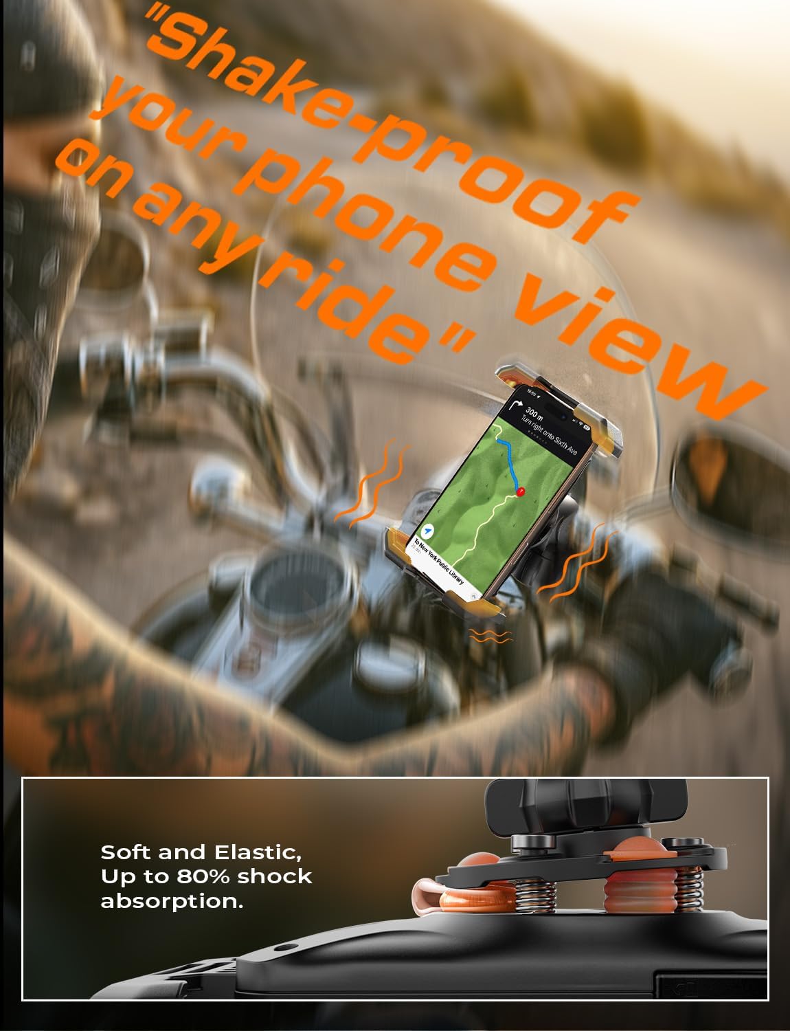 LISEN Anti-Vibration Ultra-Stable Bike/Motorcycle Phone Mount for 4.5-7" Smartphones (iPhone, Samsung)