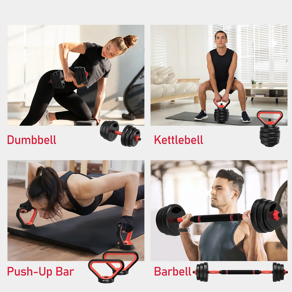 20kg 3-in-1 Adjustable Dumbbell Set with Barbell – Complete Home Workout Kit for Men and Women