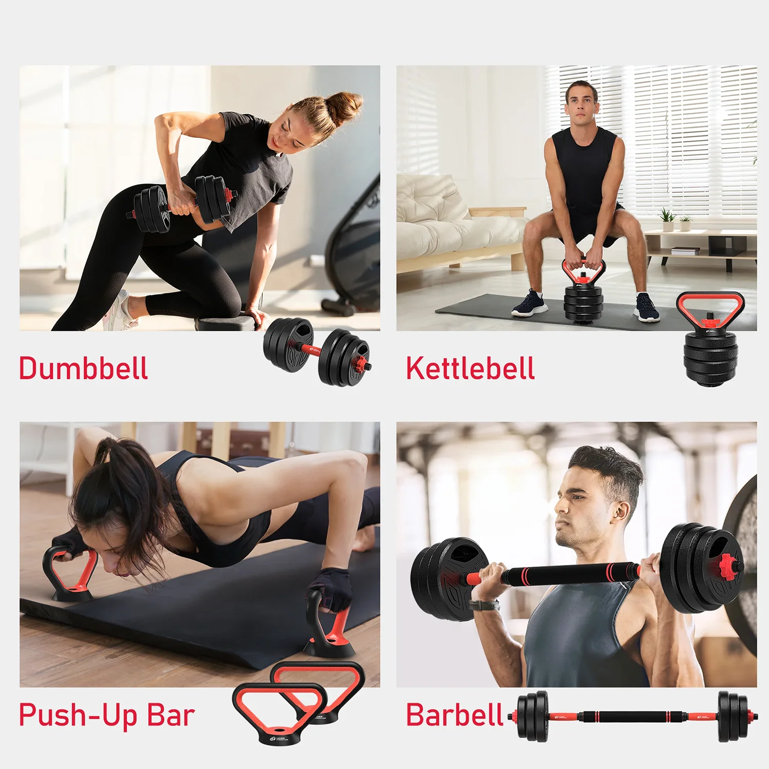 Ensemble Haltères Ajustables 20kg 3-en-1 avec Barre – Kit Musculation Complet pour Homme et Femme à Domicile