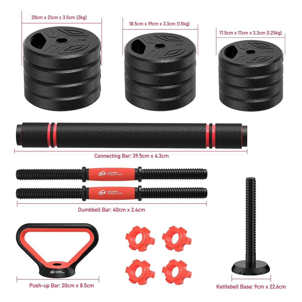 20kg 3-in-1 Adjustable Dumbbell Set with Barbell – Complete Home Workout Kit for Men and Women