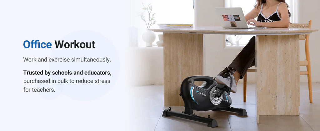 MERACH Under-Desk Exercise Pedals – Silent Magnetic Bike with App and Resistance Bands for Arms/Legs, Physical Recovery