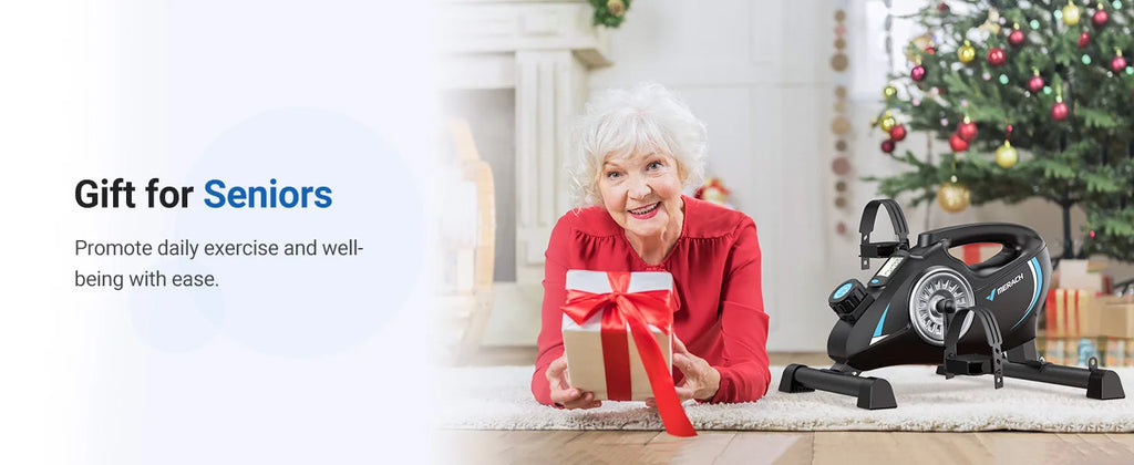 MERACH Under-Desk Exercise Pedals – Silent Magnetic Bike with App and Resistance Bands for Arms/Legs, Physical Recovery