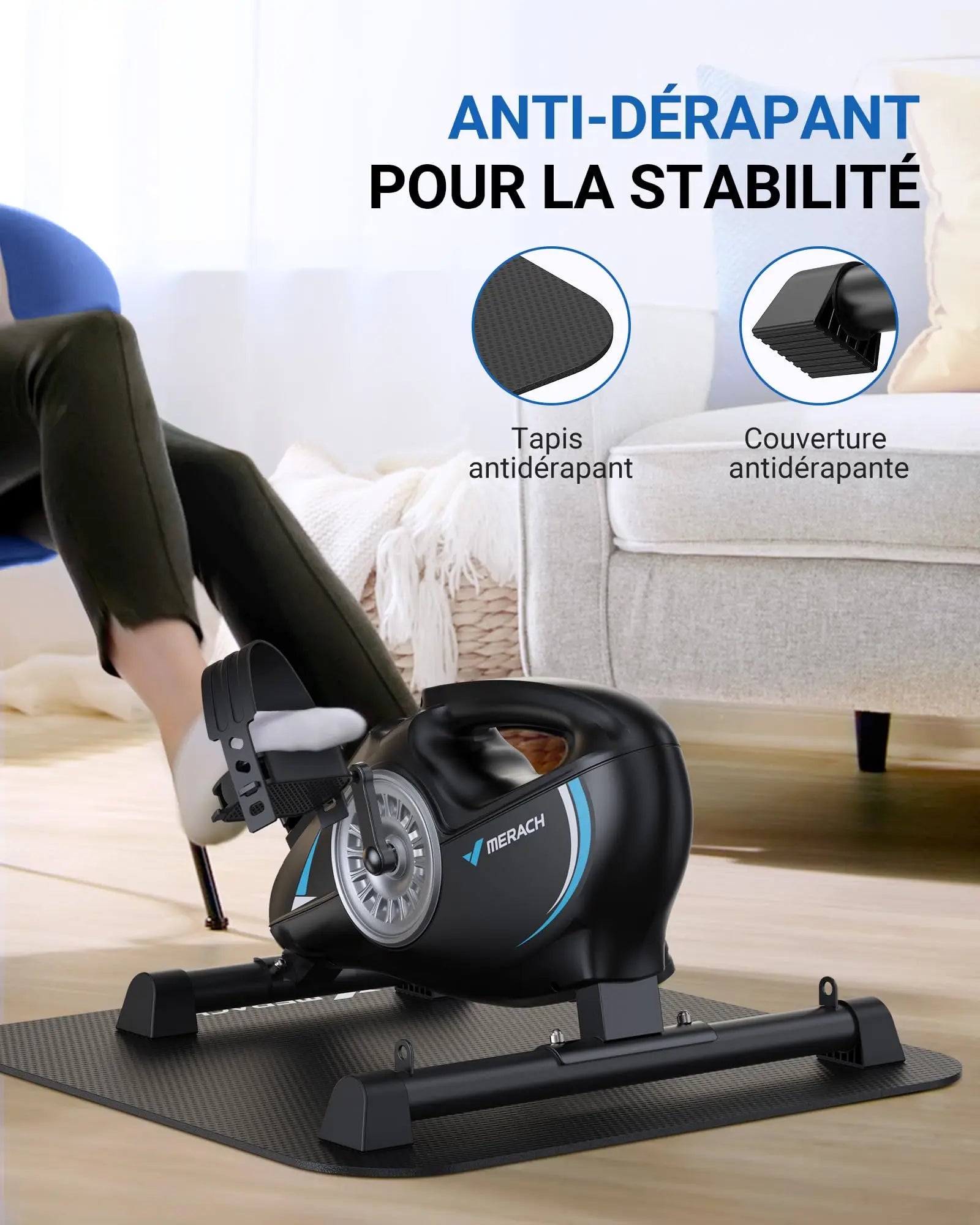 Pédalier d'Exercice Sous Bureau MERACH – Vélo Magnétique Silencieux avec App et Bandes de Résistance pour Bras/Jambes, Récupération Physique