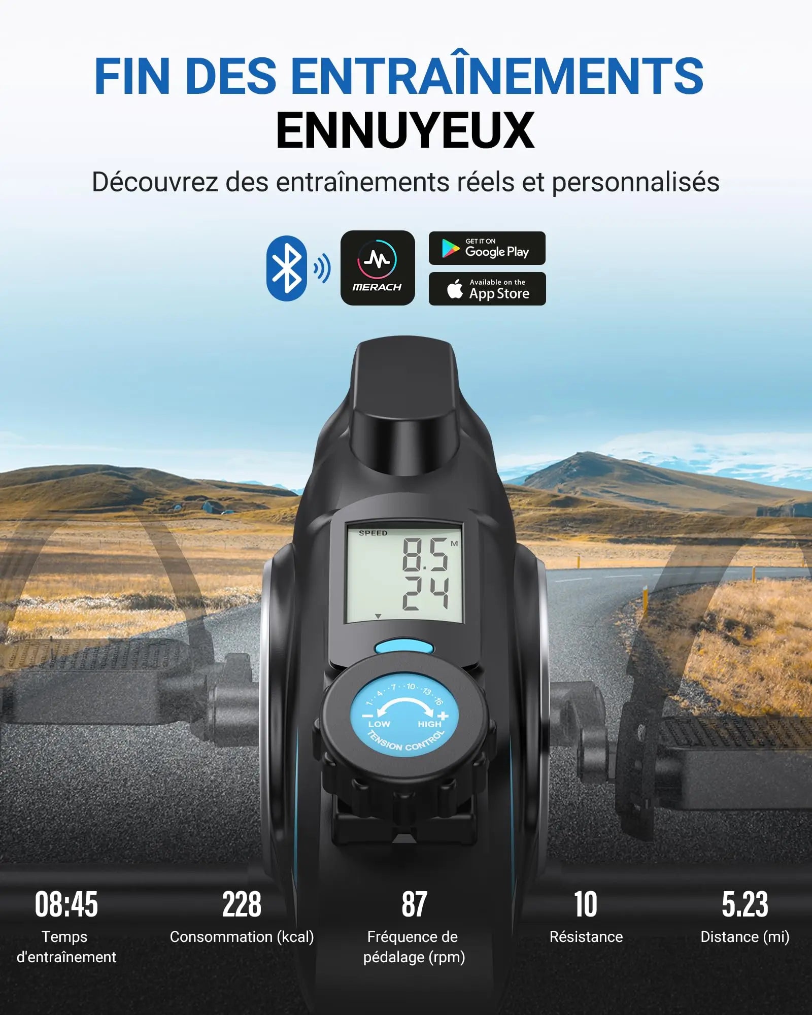 MERACH Under-Desk Exercise Pedals – Silent Magnetic Bike with App and Resistance Bands for Arms/Legs, Physical Recovery