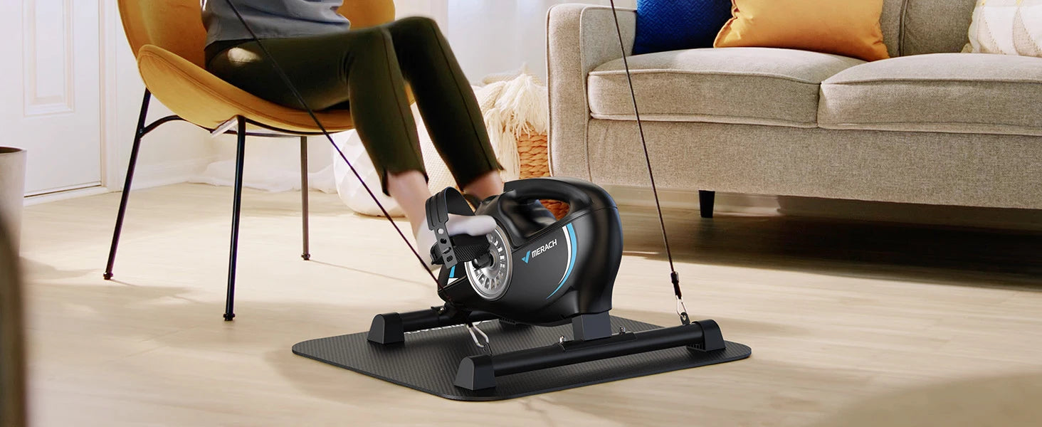 Pédalier d'Exercice Sous Bureau MERACH – Vélo Magnétique Silencieux avec App et Bandes de Résistance pour Bras/Jambes, Récupération Physique