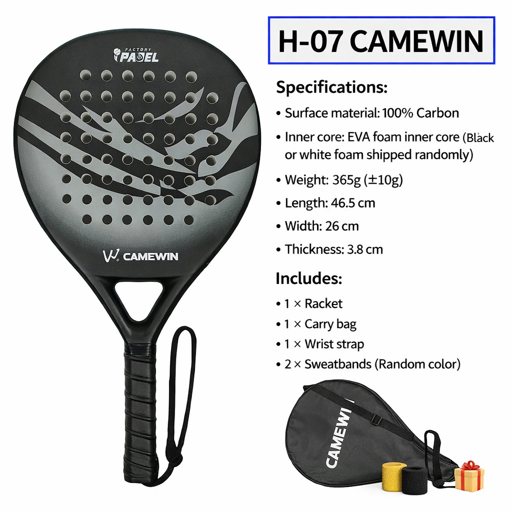 Raquette de Padel Camewin en Fibre de Carbone 100%