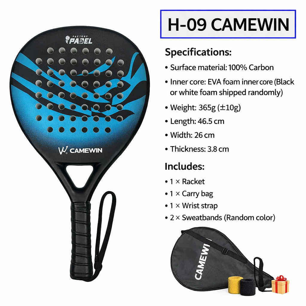Raquette de Padel Camewin en Fibre de Carbone 100%