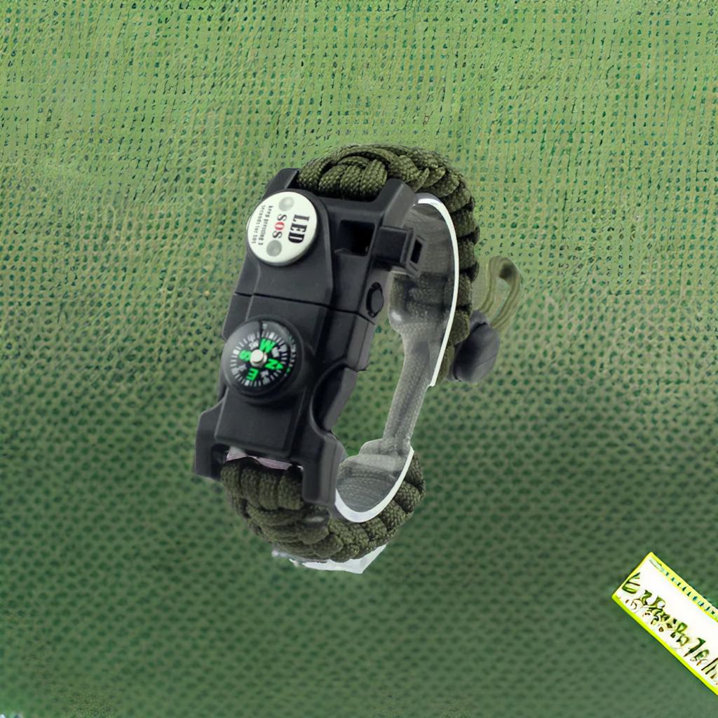 Multifunctional Paracord Survival Bracelet – SOS LED, Knife, Whistle, Compass – Outdoor Camping Emergency Equipment