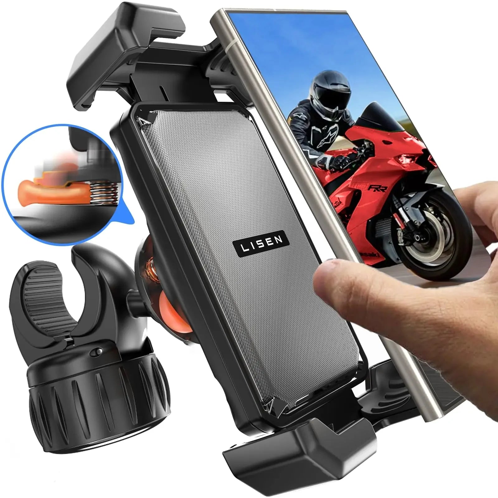 Support Téléphone Vélo Moto LISEN Anti-Vibrations Ultra-Stable pour Smartphones 4.5-7" iPhone Samsung