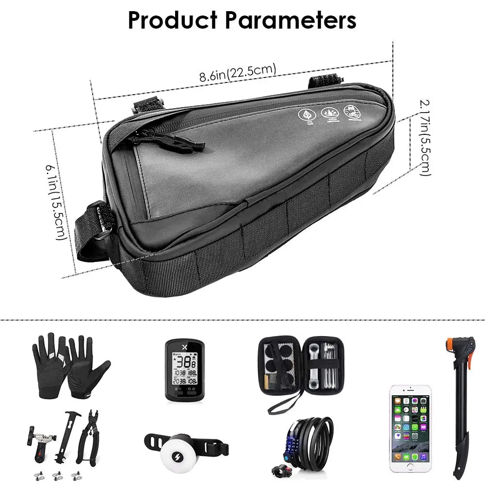 Eyein 1L Waterproof Triangular Bike Bag – Reflective Frame/Handlebar Mount
