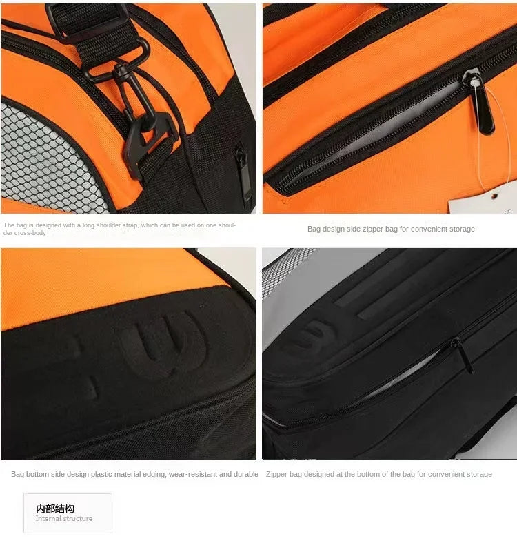 Sac de Sport Grande Capacité Style Wilson – Étanche pour Raquettes Tennis Badminton Golf, Compartiment Chaussures, Bandoulière