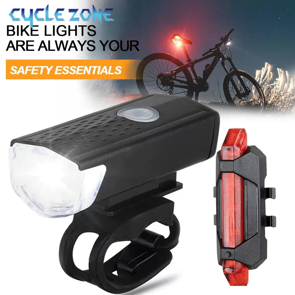 Ensemble Lumières Vélo Rechargeables USB – Lampe Avant Blanche et Arrière Rouge, Éclairage LED Sécurité Nuit pour Vélo Route/VTT