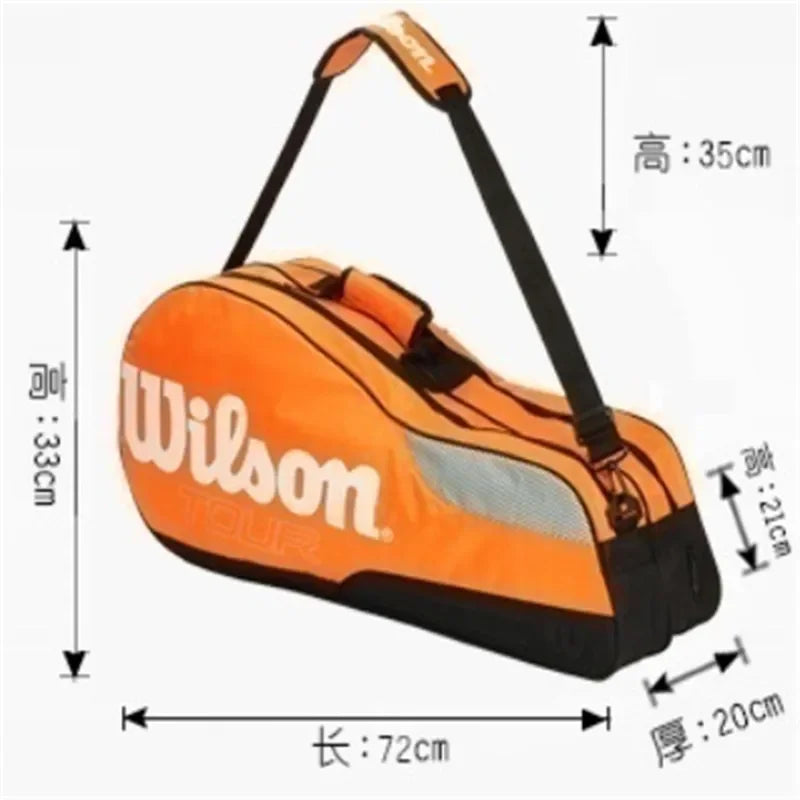 Wilson Style Large Capacity Sports Bag – Waterproof for Tennis, Badminton, and Golf Rackets, Shoe Compartment, Shoulder Strap