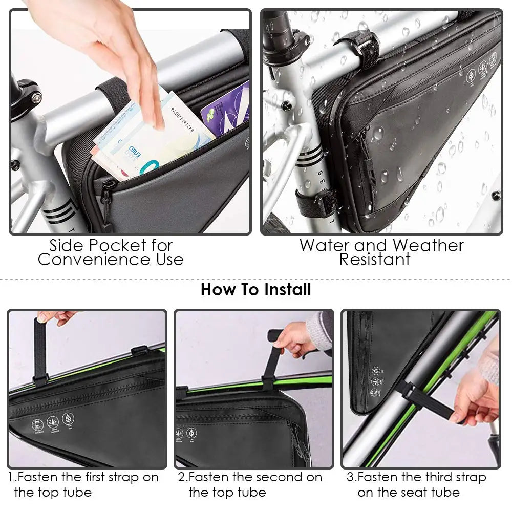 Eyein 1L Waterproof Triangular Bike Bag – Reflective Frame/Handlebar Mount
