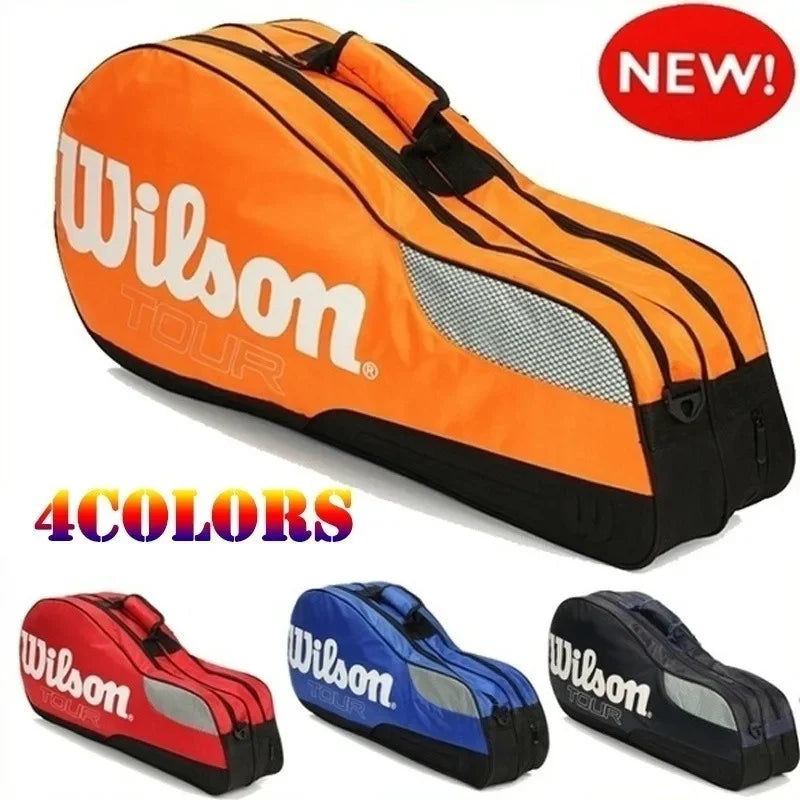 Sac de Sport Grande Capacité Style Wilson – Étanche pour Raquettes Tennis Badminton Golf, Compartiment Chaussures, Bandoulière