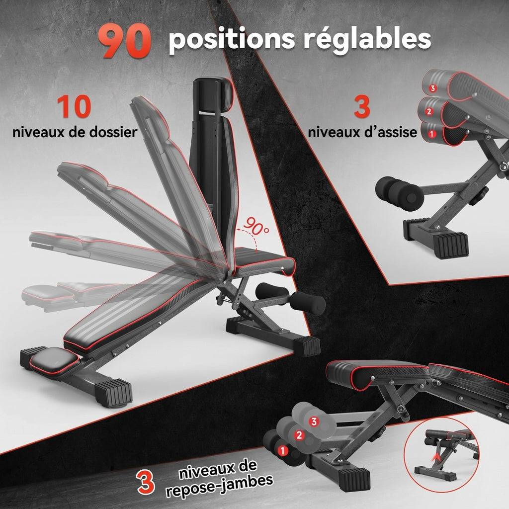 5-in-1 Foldable Weight Bench with Leg Extension