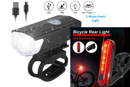 Ensemble Lumières Vélo Rechargeables USB – Lampe Avant Blanche et Arrière Rouge, Éclairage LED Sécurité Nuit pour Vélo Route/VTT