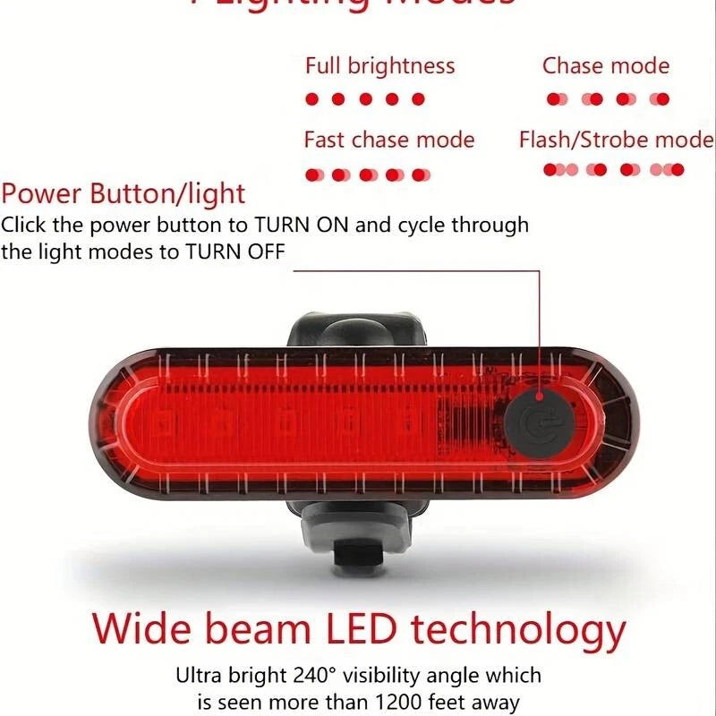 USB Rechargeable Bike Lights Set – White Front Light and Red Rear Light, Night Safety LED Lighting for Road/Mountain Bikes