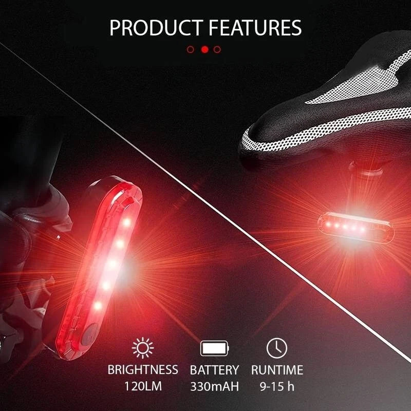 USB Rechargeable Bike Lights Set – White Front Light and Red Rear Light, Night Safety LED Lighting for Road/Mountain Bikes